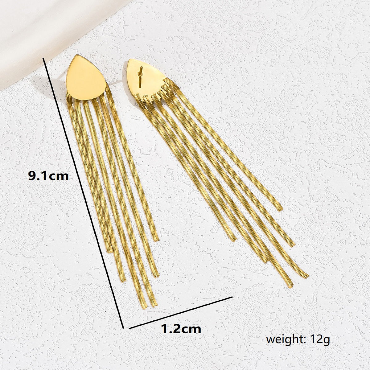 1 Pair Simple Style Water Droplets Tassel Stainless Steel Drop Earrings