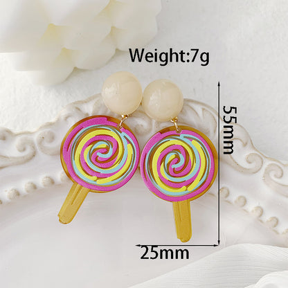 1 Pair Sweet Candy Ship Flower Resin Drop Earrings