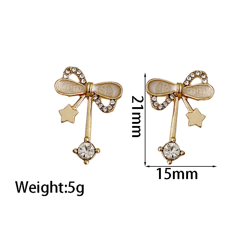 1 Pair Simple Style Commute Bow Knot Plating Inlay Alloy Artificial Rhinestones Gold Plated Ear Studs