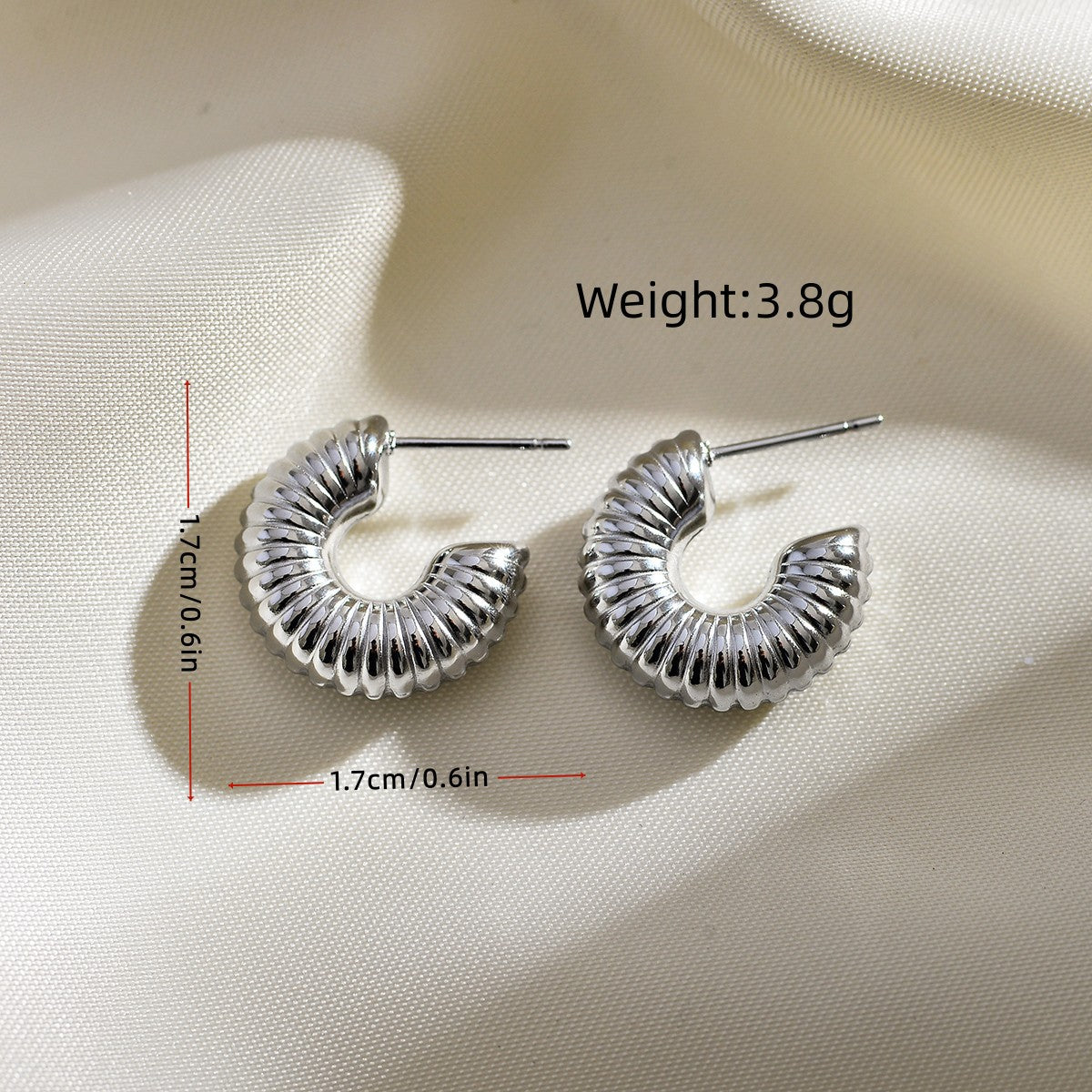 1 Pair Simple Style C Shape Plating Stainless Steel Ear Studs