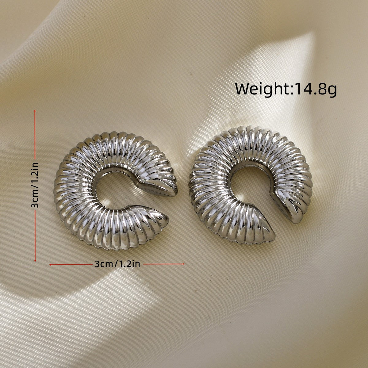 1 Pair Simple Style C Shape Plating Stainless Steel Ear Cuffs