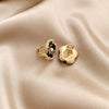 1 Pair Elegant Lady Flower Inlay Alloy Artificial Pearls Gold Plated Ear Studs