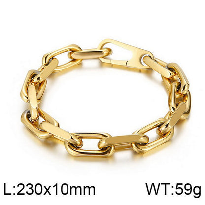 Hip-hop Retro Solid Color Titanium Steel Gold Plated Bracelets