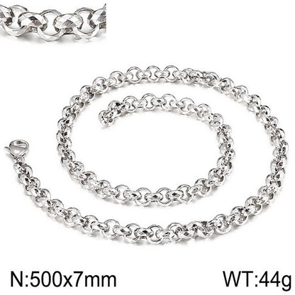 Hip-hop Retro Solid Color Titanium Steel Chain Necklace