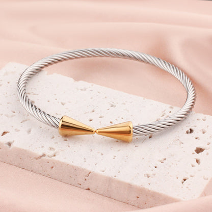 Simple Style Arrow Stainless Steel Titanium Steel Plating Rose Gold Plated Gold Plated Silver Plated Bangle