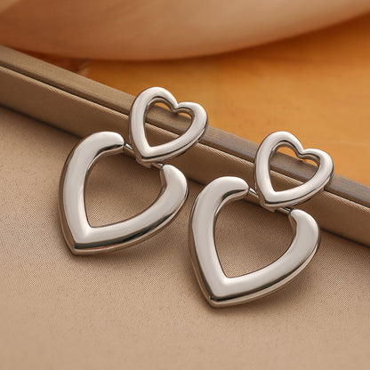 1 Pair Simple Style Geometric Water Droplets Heart Shape Plating Copper 18k Gold Plated Drop Earrings