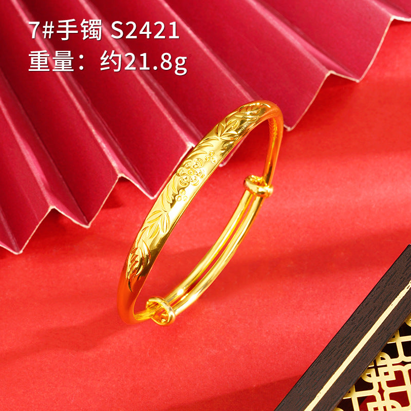 Chinoiserie Geometric Copper Gold Plated Bangle