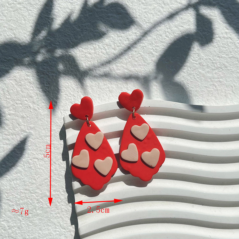 1 Pair Simple Style Commute Heart Shape Plating Soft Clay 14k Gold Plated Drop Earrings