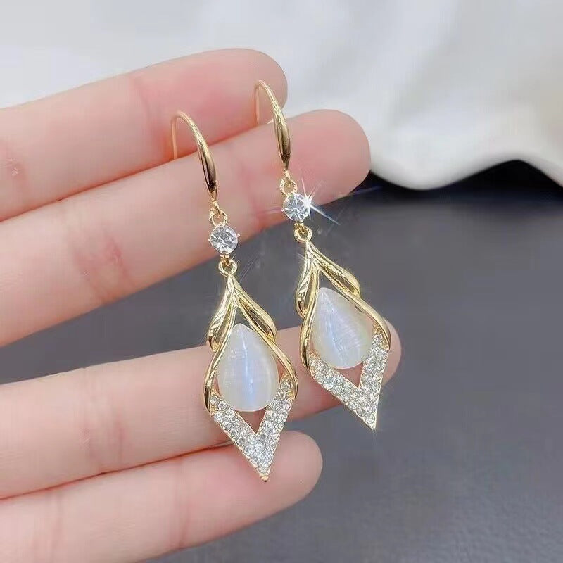 1 Pair Simple Style Classic Style Circle Square Bow Knot Alloy Rhinestones Drop Earrings Ear Hook