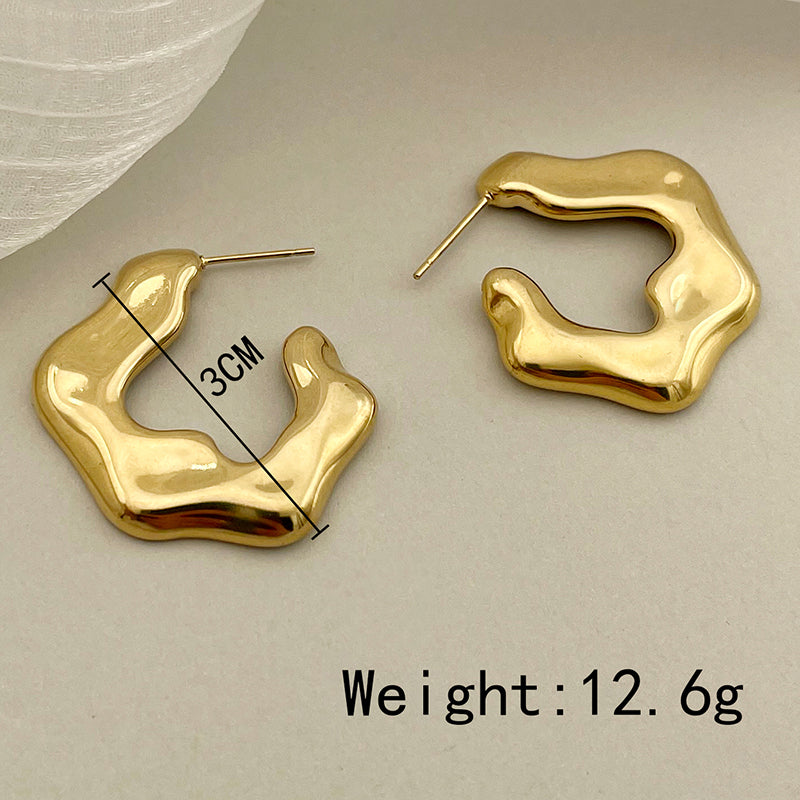 1 Pair Retro Geometric Plating Stainless Steel Gold Plated Earrings