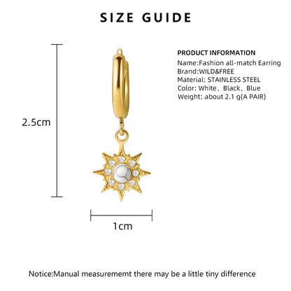 1 Pair Simple Style Star Inlay 304 Stainless Steel Zircon 18K Gold Plated Drop Earrings