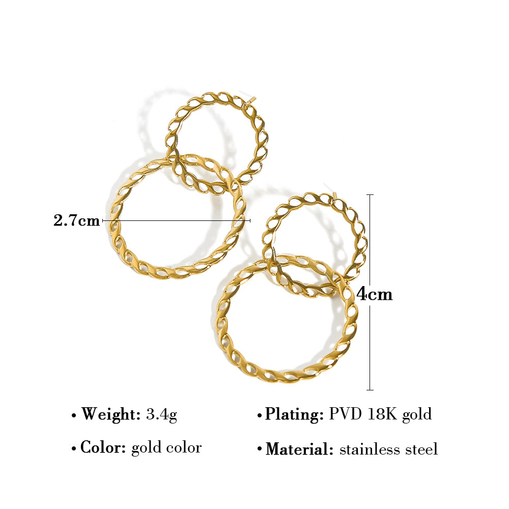 1 Pair Simple Style Solid Color Plating Stainless Steel 18k Gold Plated Drop Earrings