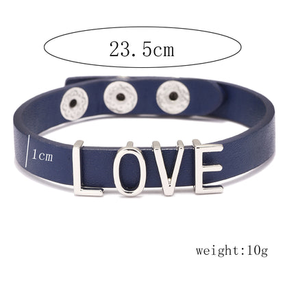 Romantic Simple Style Letter Pu Leather Alloy Women's Bracelets