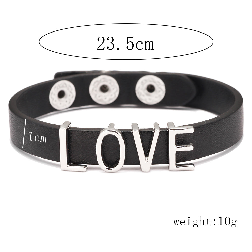 Romantic Simple Style Letter Pu Leather Alloy Women's Bracelets