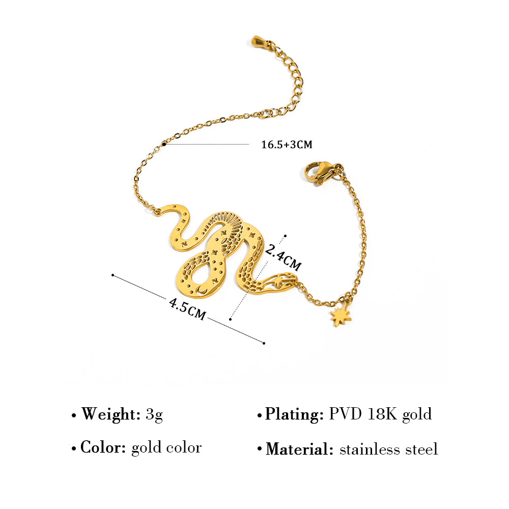 Ig Style Retro Commute Snake Stainless Steel Plating 18k Gold Plated Bracelets Necklace