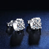 Elegant Geometric Sterling Silver Gra Inlay Moissanite White Gold Plated Ear Studs