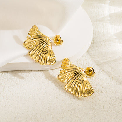 1 Pair Casual Leaves Plating Stainless Steel 14k Gold Plated Ear Studs