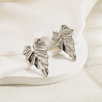 1 Pair Casual Leaves Plating Stainless Steel 14k Gold Plated Ear Studs