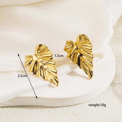 1 Pair Casual Leaves Plating Stainless Steel 14k Gold Plated Ear Studs