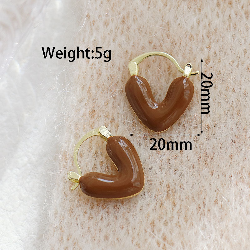 Wholesale Jewelry Vintage Style Heart Shape Alloy Gold Plated Plating Hoop Earrings