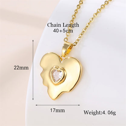 Wholesale Vintage Style Round Heart Shape Snowflake Stainless Steel Titanium Steel Plating Inlay 18k Gold Plated Gold Plated Zircon Pendant Necklace