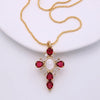 Glam Modern Style Shiny Cross Copper Plating Inlay Shell Zircon 18k Gold Plated White Gold Plated Pendant Necklace