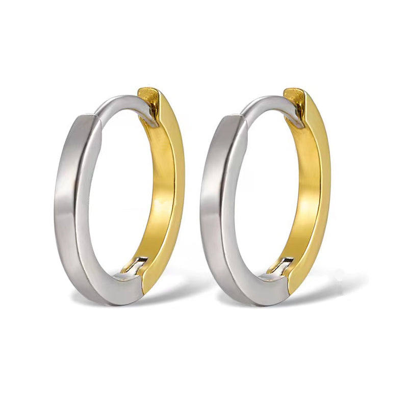 1 Pair Elegant Simple Style Color Block Polishing Plating Stainless Steel 18k Gold Plated Hoop Earrings