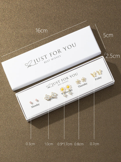 1 Set Japanese Style Water Droplets Inlay Copper Zircon Ear Studs