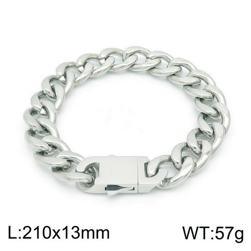 Hip-hop Retro Solid Color Titanium Steel Chain Bracelets Necklace