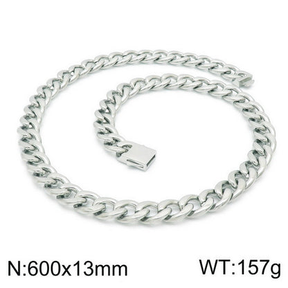 Hip-hop Retro Solid Color Titanium Steel Chain Bracelets Necklace