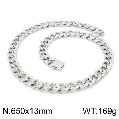 Hip-hop Retro Solid Color Titanium Steel Chain Bracelets Necklace