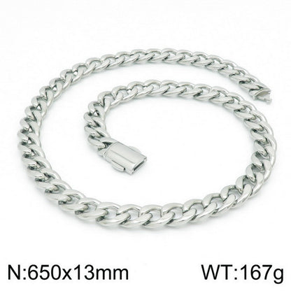 Hip-hop Retro Solid Color Titanium Steel Chain Bracelets Necklace