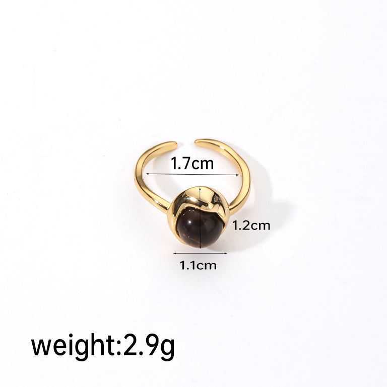 Ig Style Simple Style Oval Copper Plating Inlay Glass Lapis Lazuli 18k Gold Plated Open Rings