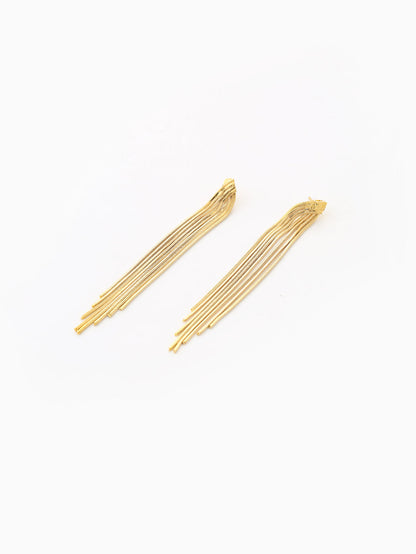 1 Pair Elegant Classic Style Solid Color Tassel Plating Copper 18k Gold Plated Drop Earrings