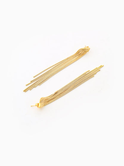 1 Pair Elegant Classic Style Solid Color Tassel Plating Copper 18k Gold Plated Drop Earrings