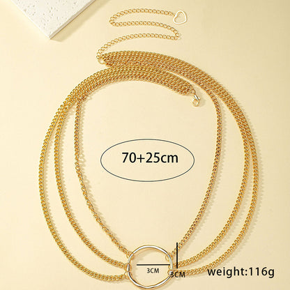 Simple Style Solid Color Alloy Chain Women's Waist Chain