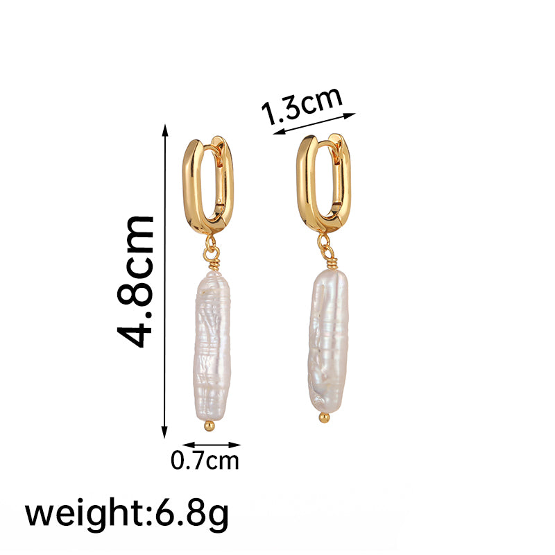 1 Pair Casual Elegant Round Plating Inlay Copper Freshwater Pearl 18k Gold Plated Drop Earrings