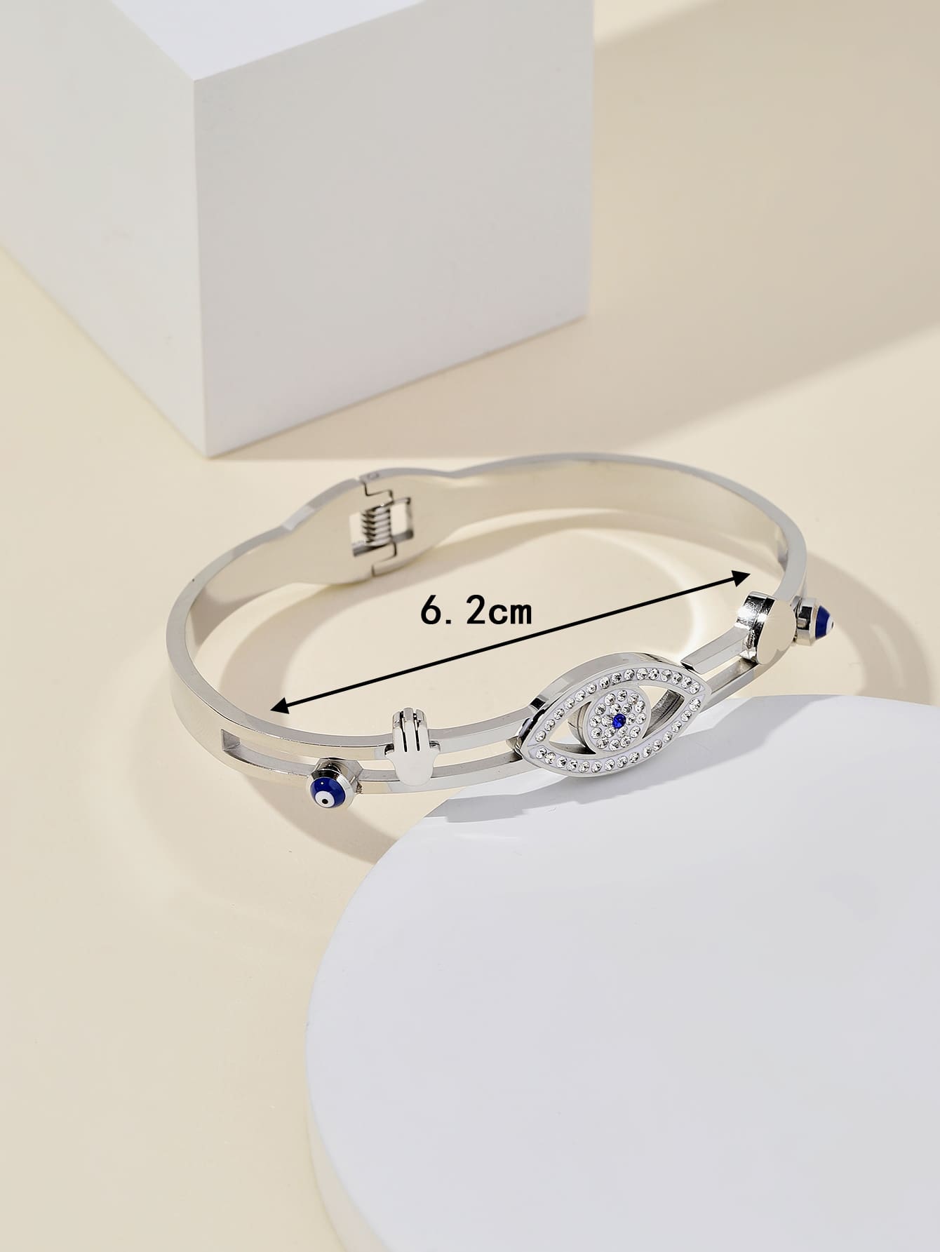 Elegant Streetwear Devil's Eye Stainless Steel Inlay Zircon Bangle