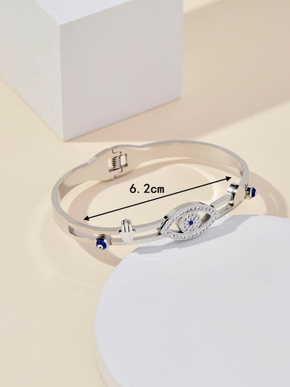 Elegant Streetwear Devil's Eye Stainless Steel Inlay Zircon Bangle