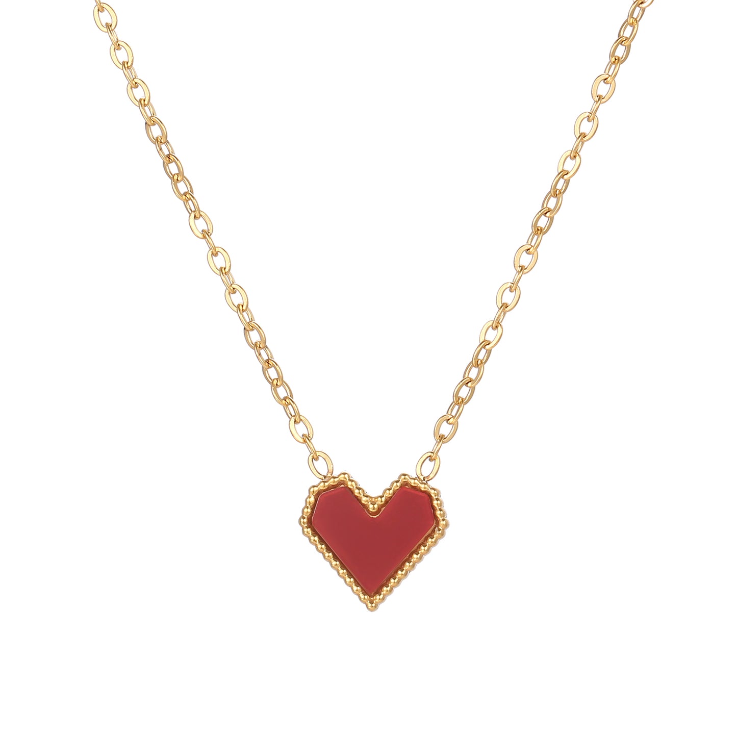 Wholesale Elegant Vintage Style Heart Shape Stainless Steel Plating 18k Gold Plated Pendant Necklace