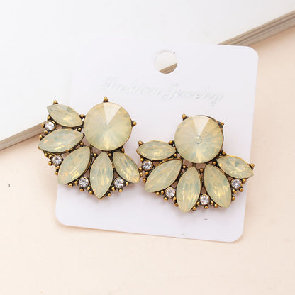 Luxurious Water Droplets Alloy Inlay Crystal Women's Ear Studs