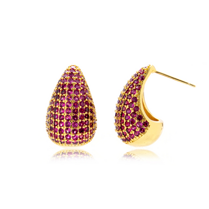 1 Pair Simple Style Classic Style Water Droplets Enamel Plating Inlay Copper Rhinestones 18k Gold Plated Ear Studs