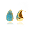 1 Pair Simple Style Classic Style Water Droplets Enamel Plating Inlay Copper Rhinestones 18k Gold Plated Ear Studs