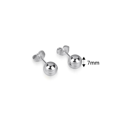 1 Pair Fashion Round Metal Titanium Steel Ear Studs