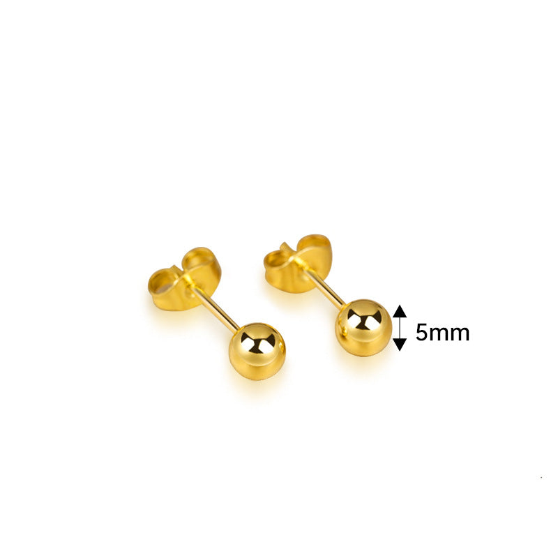 1 Pair Fashion Round Metal Titanium Steel Ear Studs