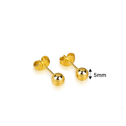 1 Pair Fashion Round Metal Titanium Steel Ear Studs