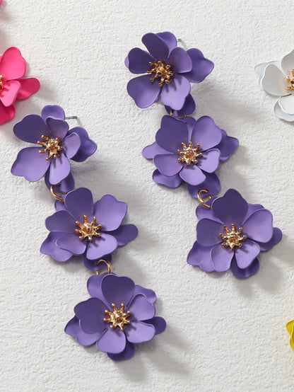 1 Pair Simple Style Classic Style Flower Plating Alloy Gold Plated Drop Earrings