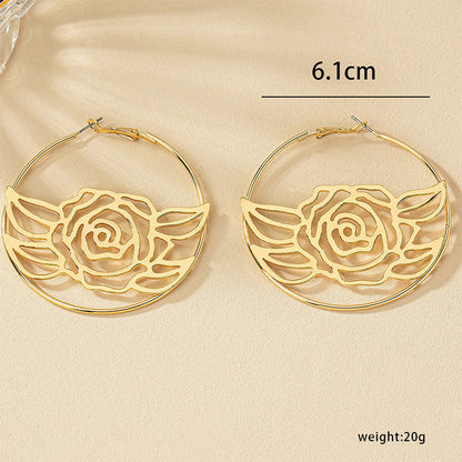 1 Pair Ig Style Simple Style Flower Plating Hollow Out Metal Earrings