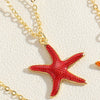 Hawaiian Vacation Commute Starfish Brass Enamel Plating 14k Gold Plated Pendant Necklace