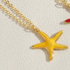 Hawaiian Vacation Commute Starfish Brass Enamel Plating 14k Gold Plated Pendant Necklace